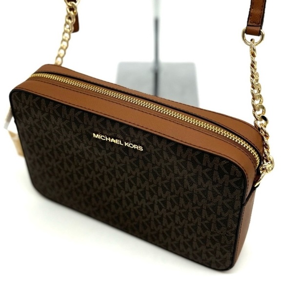 Michael Kors Large EW Crossbody Bag w Matching Continental Wallet Set Brown/Gold - Picture 7 of 13